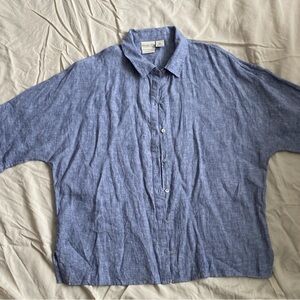 Rachel Zoe Relaxed Linen Button-Down in Light Blue